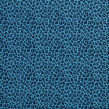 Baumwolle Leoni Animalprint  Dunkelblau/Aqua by Swafing